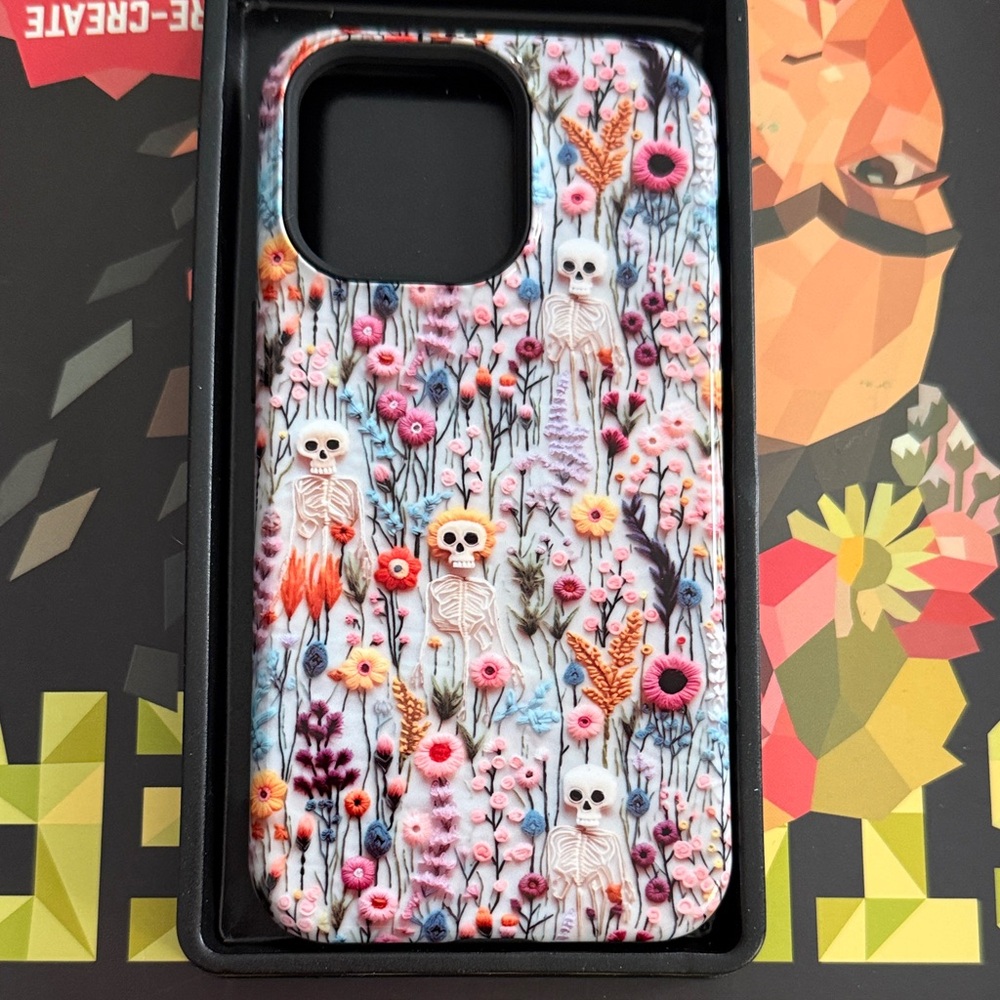 Floral Skeleton Phone Case - Multicolor